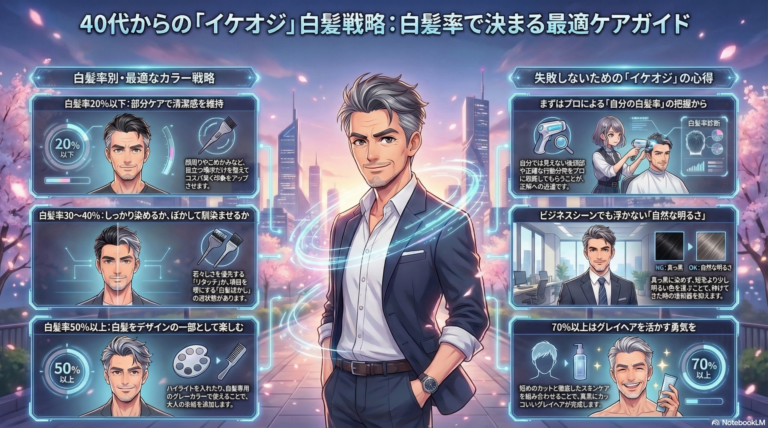 白髪が気になる40代男性へ|プロが教える"白髪率"で変わる最適な染め方